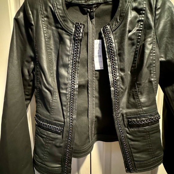 Coated Denim Jacket with Chain Detail | White House Black Market - Picture 2 of 3